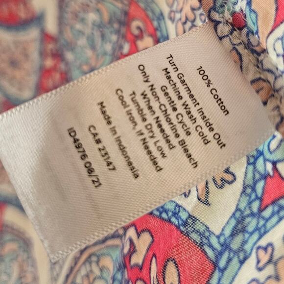 Talbots Pink and Blue Floral Garden Long‎ Sleeve Button Down Top Size Medium - Picture 9 of 9